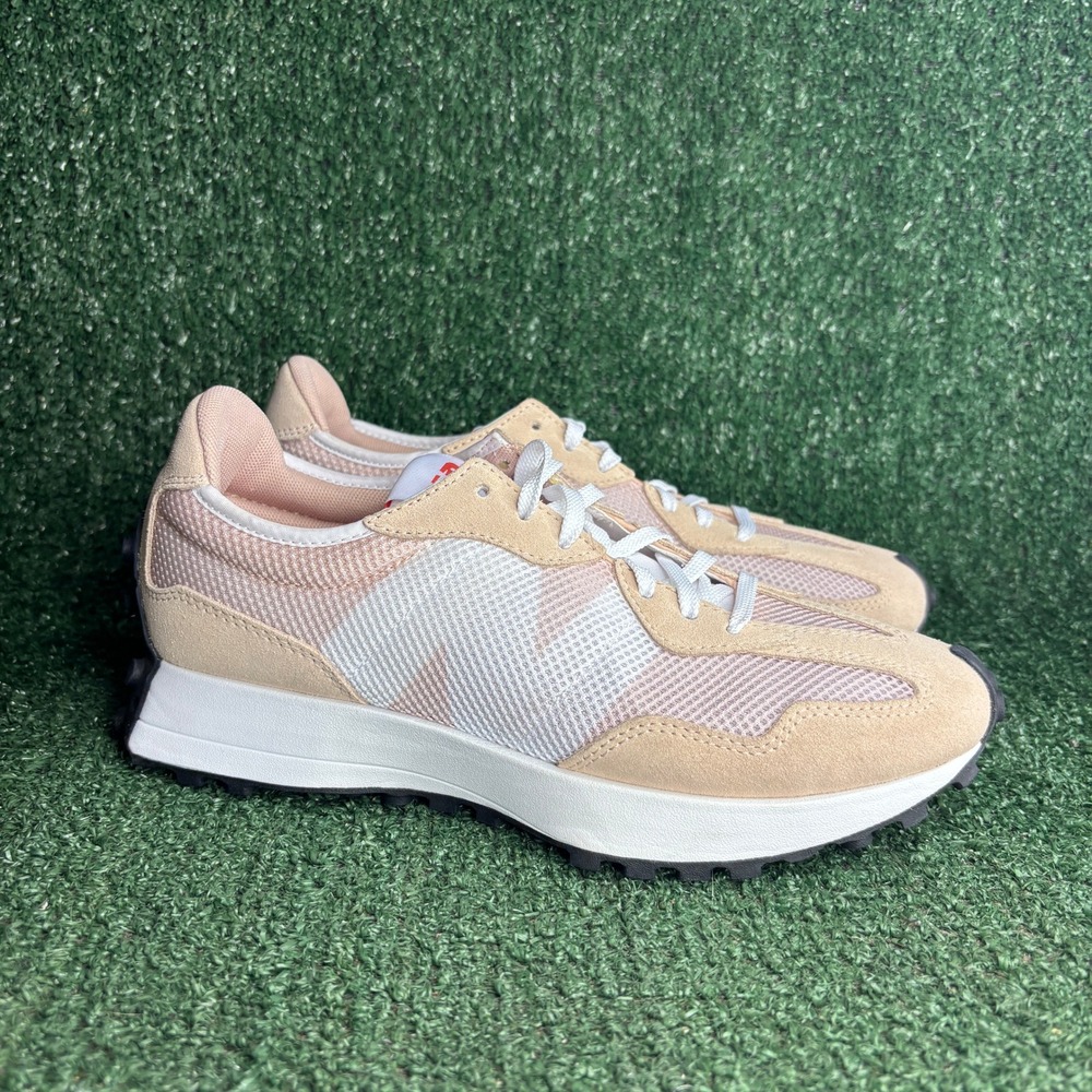 NEW New Balance 327 Suede‎ Mesh Retro Lifestyle Sneaker Beige Pink Womens Sz 9.5